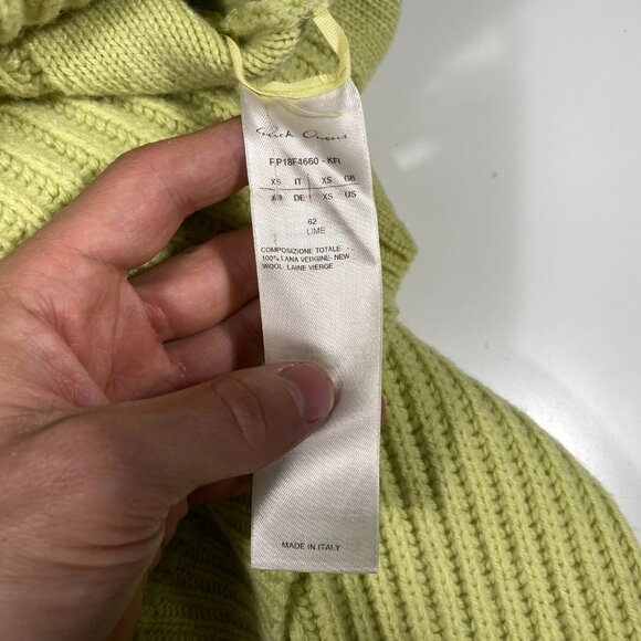 RP18F4660-KTI Rick Owens F/W18 Sisyphus Fisherman Knit 62 Lime womens size XS - Picture 5 of 6